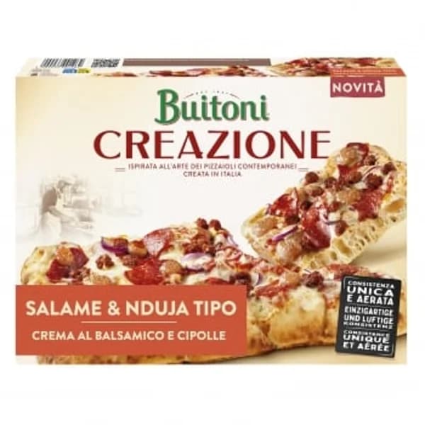 Pizza con salami, carne nduja y queso Creazione Buitoni 430 g. - 0.43 kg - Imagen del producto en Findit