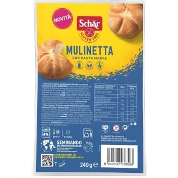 Pan Mulinetta Schär sin gluten sin lactosa 240 g. - 0.24 kg - Imagen del producto en Findit