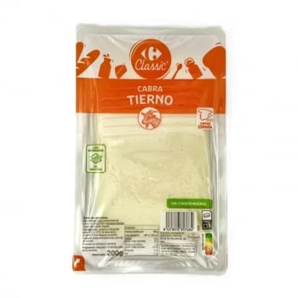 Queso de cabra tierno en lonchas Carrefour Classic 200 g - 0.2 kg - Imagen del producto en Findit