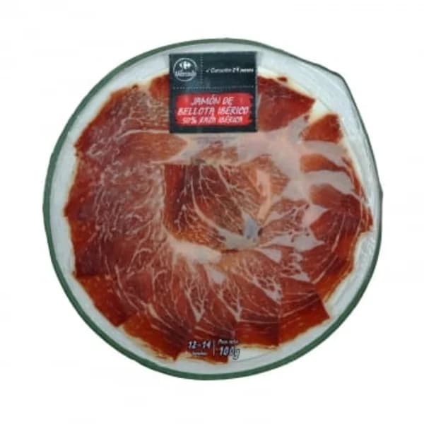 Jamón de Bellota Ibérico 50% Raza Ibérica en lonchas Carrefour 100 g - 0.1 kg - Imagen del producto en Findit