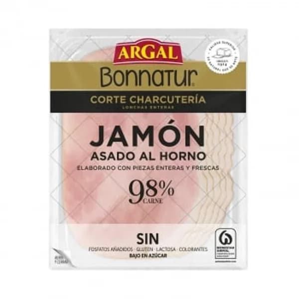 Jamón cocido asado al horno en lonchas Bonnatur sin gluten y sin lactosa 145 g - 0.15 kg - Imagen del producto en Findit