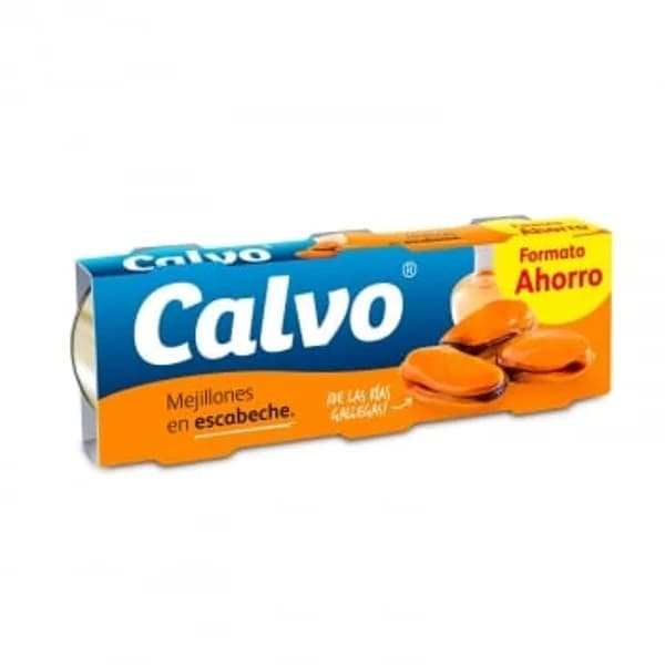 Mejillones de las rías gallegas en escabeche Calvo pack de 3 unidades de 69 g. - 0.21 kg - Imagen del producto en Findit