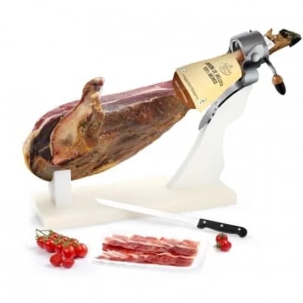 Jamón de bellota ibérico 100% raza ibérica D.O. Extremadura De Nuestra Tierra corte a cuchillo 100 g aprox - 0.1 kg - Imagen del producto en Findit