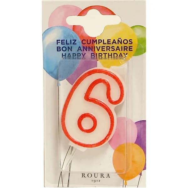 Vela Aniversario Nº 6 - 1 ud - Imagen del producto en Findit