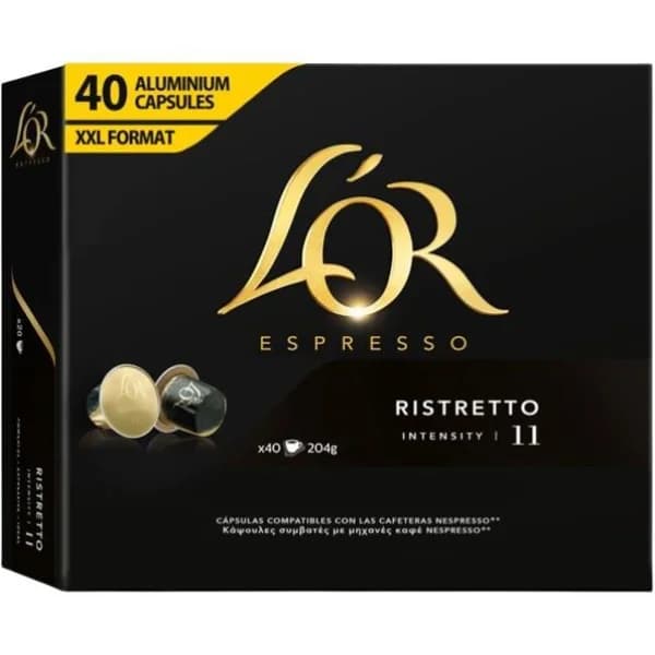 Café Ristrettro compatible Nespresso L'OR, caja 40 uds - 40 ud - Imagen del producto en Findit