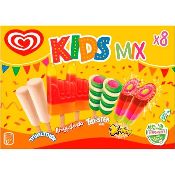 Helado FRIGO KIDS MIX, pack 8x44 ml - 0.35 l - Imagen del producto en Findit