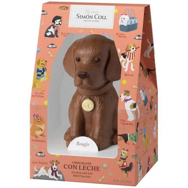 Perro de chocolate con leche pintado SIMÓN COLL, caja 165 g - 1 ud - Imagen del producto en Findit