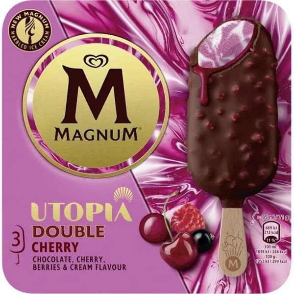 Helado Bombón Utopia Cherry MAGNUM, pack 3x85 ml - 0.26 l - Imagen del producto en Findit