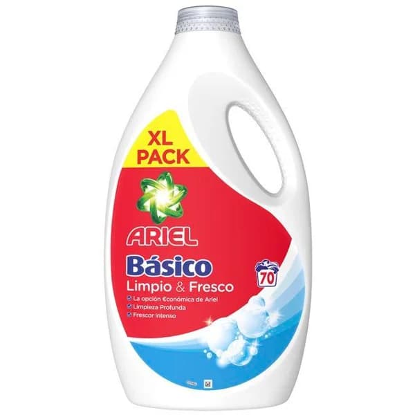 Detergente líquido ARIEL BÁSICO, garrafa 70 dosis - 70 ud - Imagen del producto en Findit