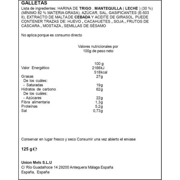 Galletas 30% de Mantequilla 125 G - 0.13 kg - Imagen del producto en Findit