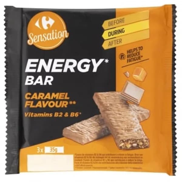 Barrrita energética con vitaminas sabor caramelo Sensation Carrefour pack 3 unidades de 35 g. - 0.1 kg - Imagen del producto en Findit