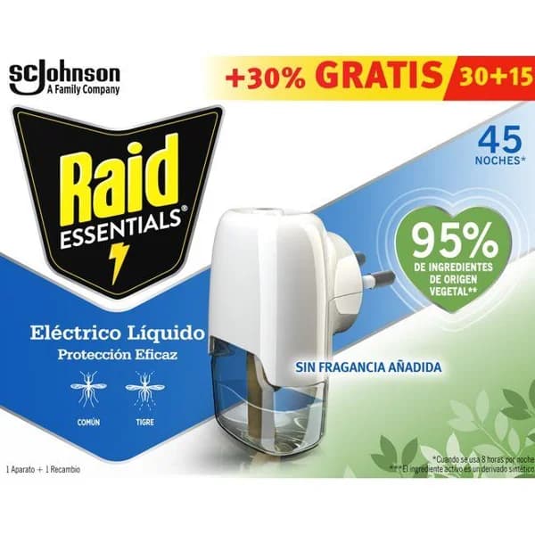 Antimosquitos liquido eléctrico 45n Essential RAID, ap+rec 1 ud - 1 ud - Imagen del producto en Findit