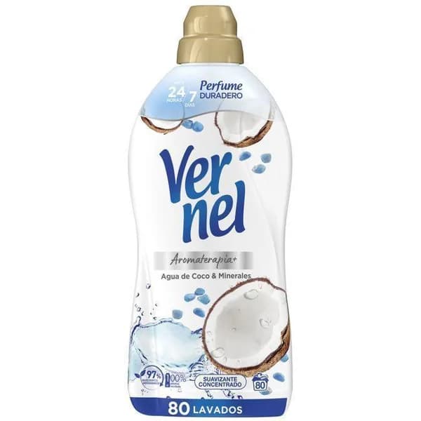 Suavizante aromaterapia coco VERNEL, botella 80 dosis - 80 ud - Imagen del producto en Findit