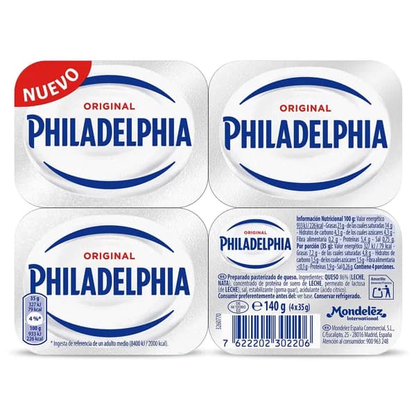 Queso de untar original Philadelphia pack 4 x 35 g - 1 ud - Imagen del producto en Findit