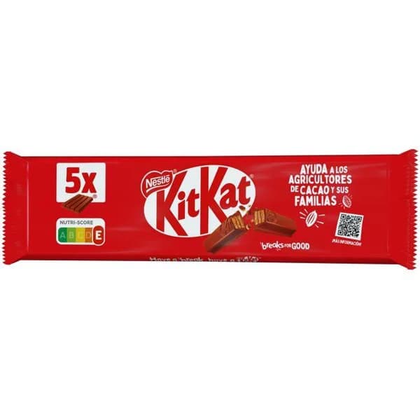 Barrita de chocolate con leche KIT KAT, pack 5x41,5 g - 0.21 kg - Imagen del producto en Findit