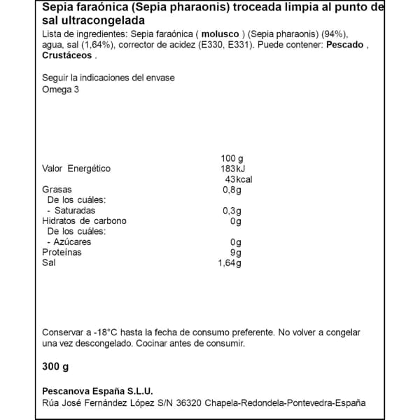 Sepia Troceada 300 GR - 0.3 kg - Imagen del producto en Findit
