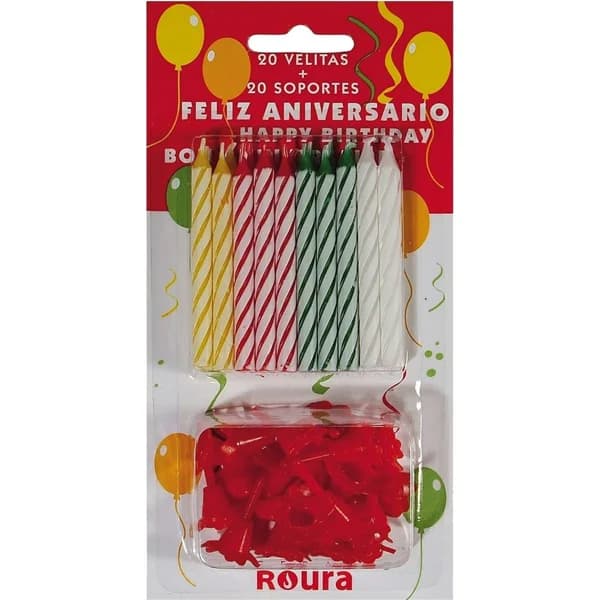 Vela Aniversario Con Soporte - 18 ud - Imagen del producto en Findit