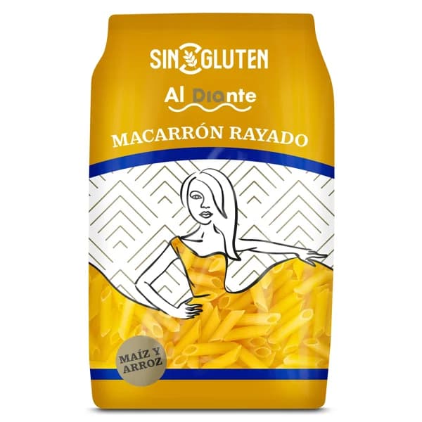 Macarrón rayado sin gluten Al Diante Dia bolsa 500 g - 0.5 kg - Imagen del producto en Findit