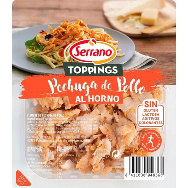 Tiras de pollo al horno SERRANO, bandeja 140 g - 0.14 kg - Imagen del producto en Findit