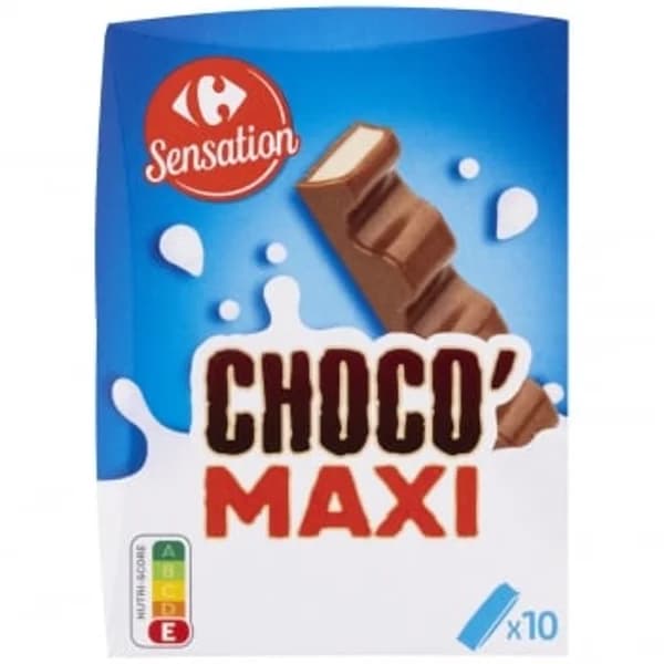Barritas de crema de leche bañadas en chocolate Choco Maxi Carrefour Sensation 210 g. - 0.21 kg - Imagen del producto en Findit
