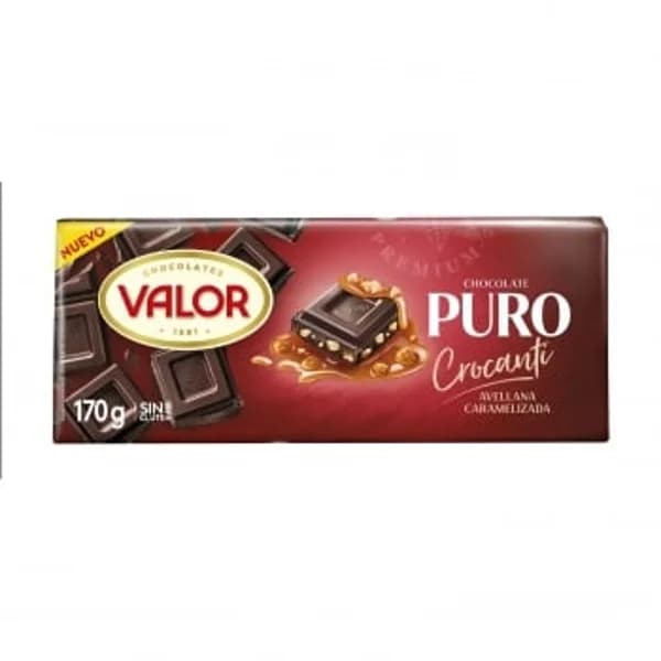 Chocolate puro con avellanas y caramelo Valor sin gluten 170 g. - 0.17 kg - Imagen del producto en Findit