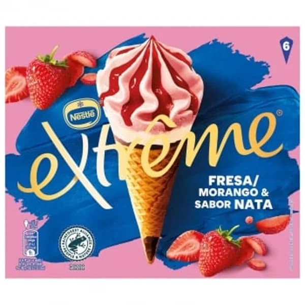 Conos con helado de fresa y nata Extrême 6 ud. - 5.99 ud - Imagen del producto en Findit