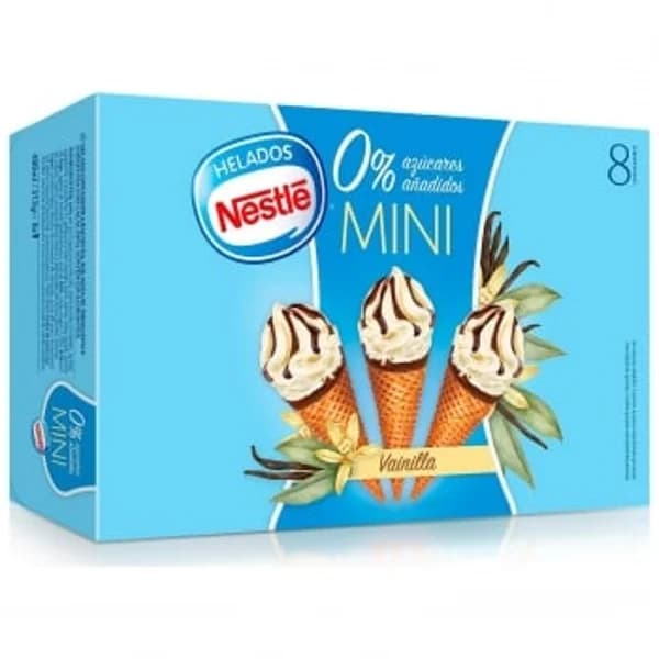 Conos con helado de vainilla sin azúcar añadido mini Nestlé 8 ud. - 7.99 ud - Imagen del producto en Findit