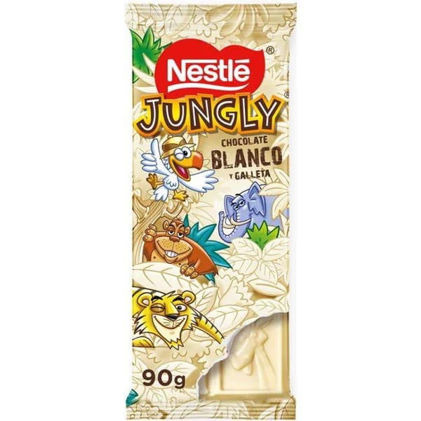 Chocolate blanco Jungly NESTLÉ, tableta 90 g - 0.09 kg - Imagen del producto en Findit