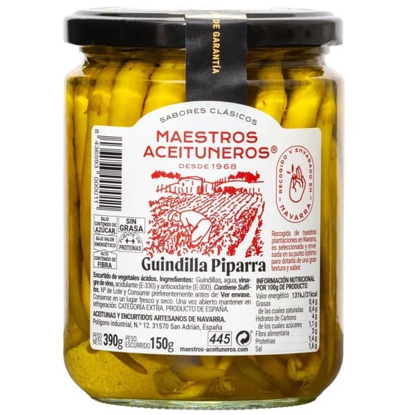 Piparra en vinagre MAESTROS ACEITUNEROS, frasco 150 g - 0.15 kg - Imagen del producto en Findit