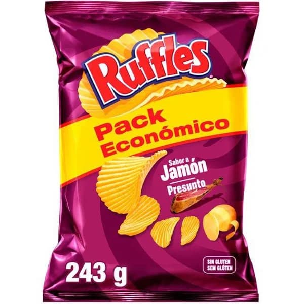 Patatas sabor jamón RUFFLES, bolsa 243 g - 0.24 kg - Imagen del producto en Findit