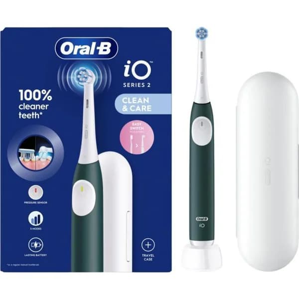 Cepillo dental eléctrico iO2 Verde, con funda de viaje ORAL-B - 1 ud - Imagen del producto en Findit
