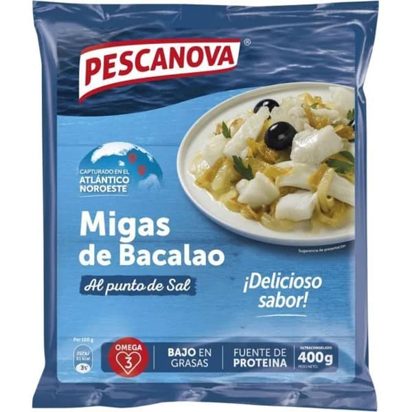 Migas de bacalao al punto de sal PESCANOVA, bolsa 400 g - 0.4 kg - Imagen del producto en Findit