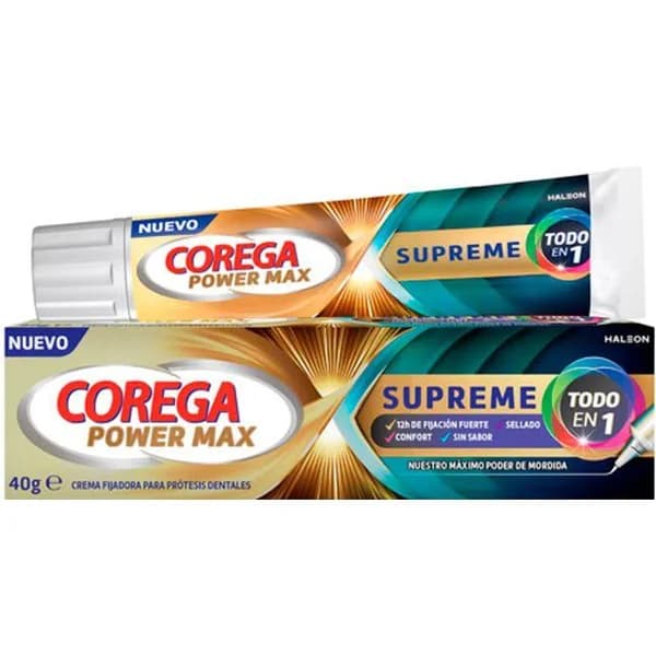 Fijador para dentadura postiza COREGA SUPREME, tubo 40 g - 0.04 kg - Imagen del producto en Findit