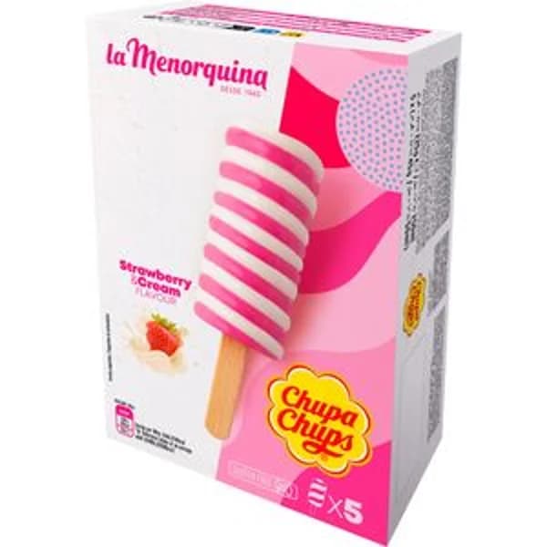 Helado espiral chupa chups fresa y nata 5 unidades - 0.25 l - Imagen del producto en Findit