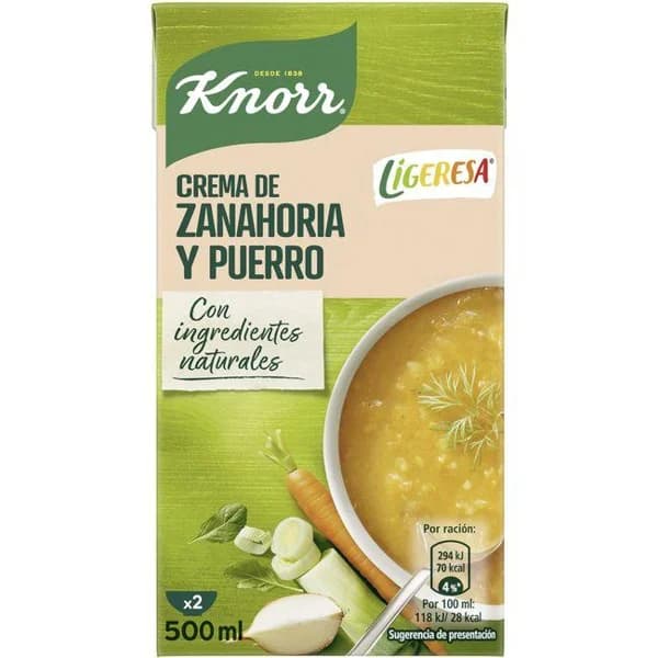 Crema de zanahorias y puerros KNORR, brik 500 ml - 0.5 l - Imagen del producto en Findit