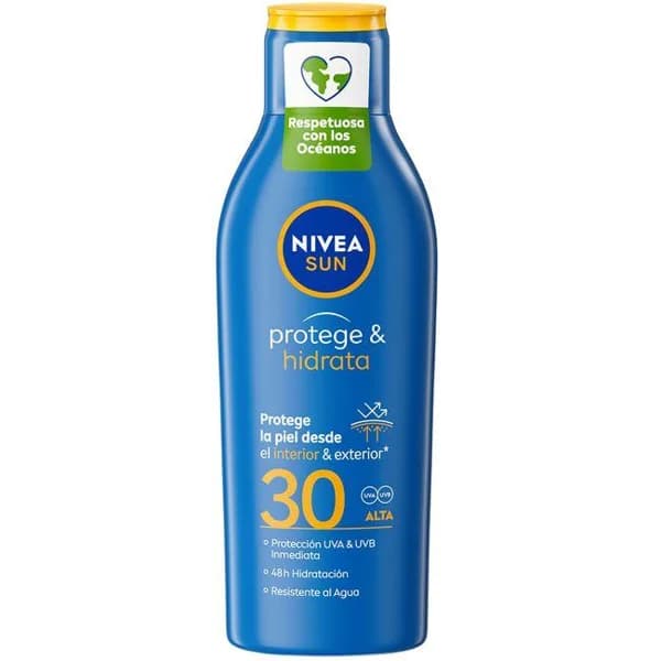 Loción solar protege&hidrata SPF30 NIVEA, bote 200 ml - 1 ud - Imagen del producto en Findit