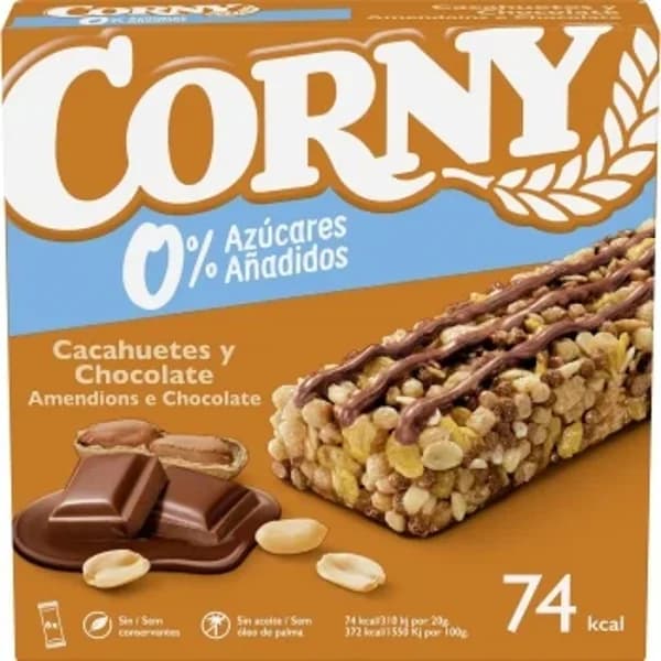 Barrita de cerales con cacahuetes Corny sin azúcar añadido pack de 6 unidades de 20 g. - 0.12 kg - Imagen del producto en Findit