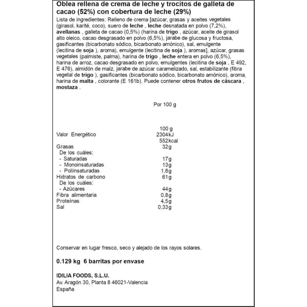 Barritas de Nocilla Cream 6 UD 129 GR - 0.13 kg - Imagen del producto en Findit