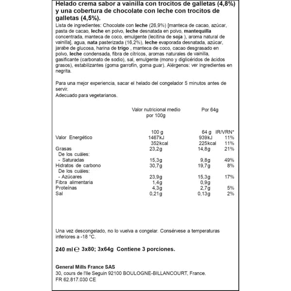 Helado Cruc Cooki 3 x 80ML - 0.2 l - Imagen del producto en Findit