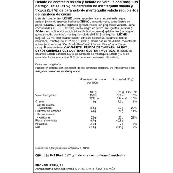 Helado Extrem Salt Caramelo 6 X 110 ML - 0.66 l - Imagen del producto en Findit