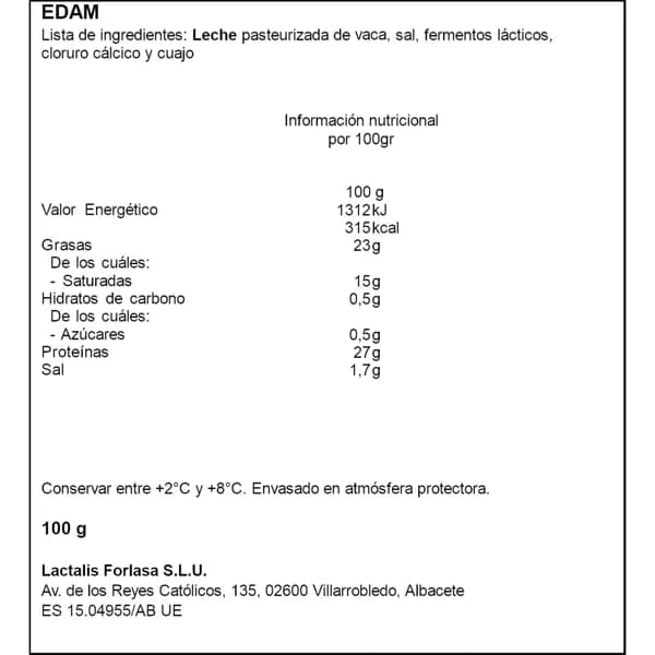 Queso Edam Lonchas 100G - 0.1 kg - Imagen del producto en Findit