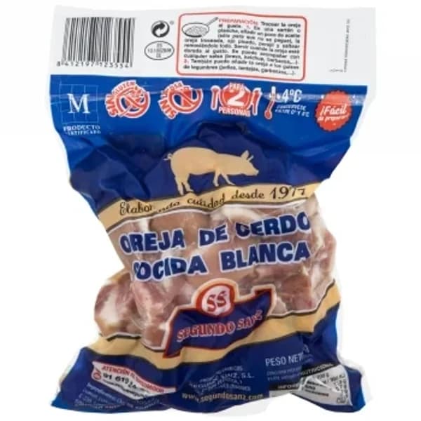 Oreja de cerdo cocida blanca Segundo Sanz 450 g - 0.45 kg - Imagen del producto en Findit
