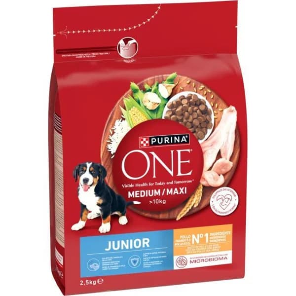 Alimento de pollo perro mediano/max junior ONE, saco 2,5 kg - 2.5 kg - Imagen del producto en Findit