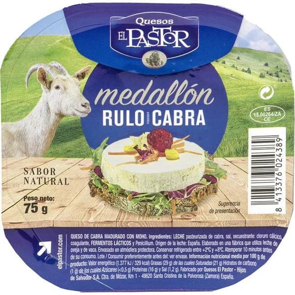 Queso medallón de cabra EL PASTOR, bandeja 75 g - 0.08 kg - Imagen del producto en Findit