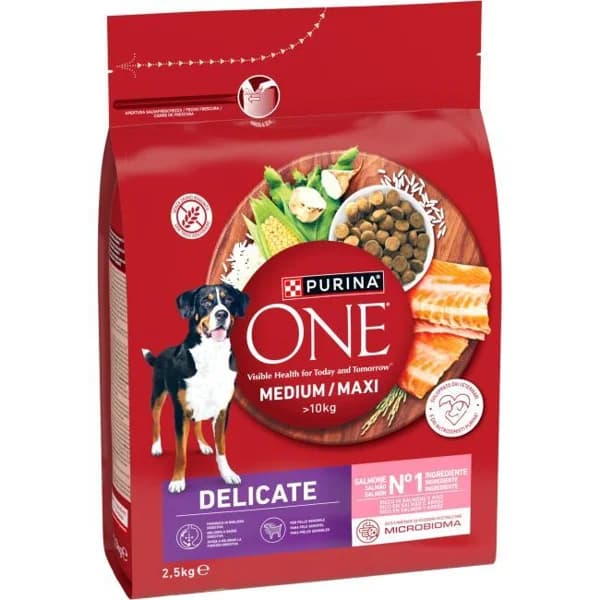 Alimento de salmón perro mediano/max ONE DELICATE, saco 2,5 kg - 2.5 kg - Imagen del producto en Findit