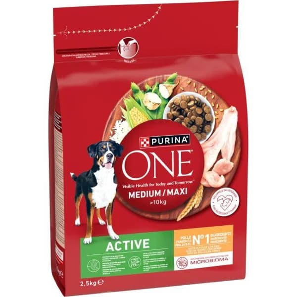 Alimento de pollo para perro mediano/max ONE ACTIVE, saco 2,5 kg - 2.5 kg - Imagen del producto en Findit