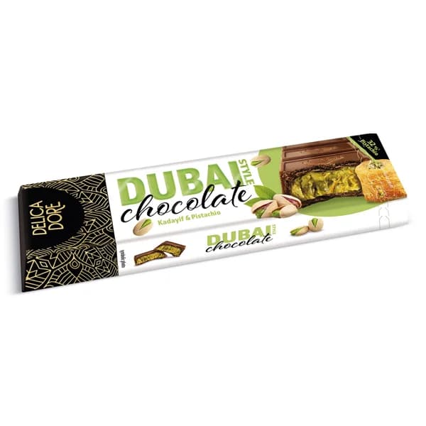 Chocolate relleno de pistacho Dubai Delicadore caja 70 g - 0.07 ud - Imagen del producto en Findit