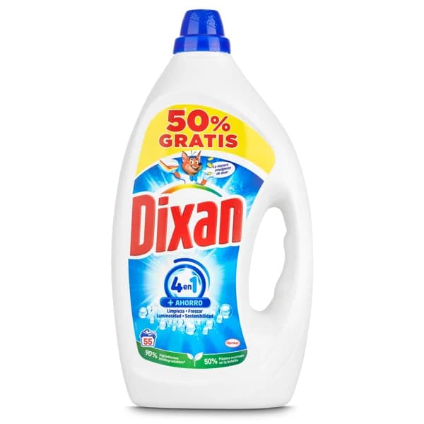 Detergente máquina líquido gel Dixan botella 55 lavados - 1 ud - Imagen del producto en Findit