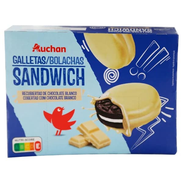 PRODUCTO ALCAMPO Galletas sandwich con relleno de crema y bañada con chocolate blanco 252 g. - 0.25 kg - Imagen del producto en Findit