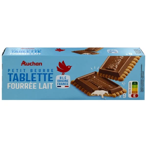 PRODUCTO ALCAMPO Galletas de mantequilla con tableta de chocolate con leche con relleno de leche 140 g. - 0.14 kg - Imagen del producto en Findit
